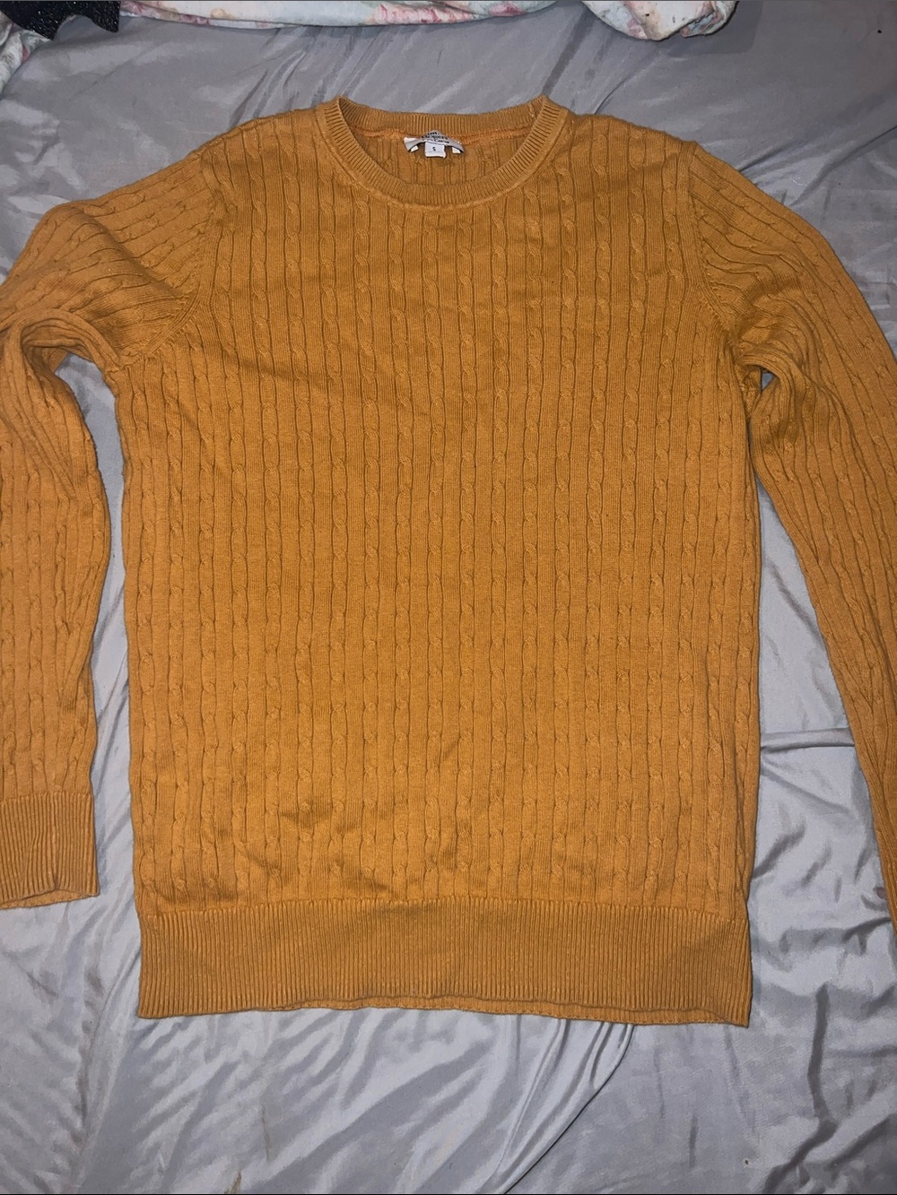 Kim Rogers Cable Knit Crewneck Sweater - Mustard